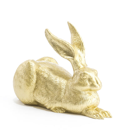 Goldene Skulptur des Dürer-Hasen von Ottmar Hörl, moderne Interpretation des berühmten Feldhasen von Albrecht Dürer, farbige Kunststofffigur